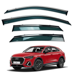 Вітровики для AUDI Q3 Sportback 2020-... з хром молдингом (HAWK)