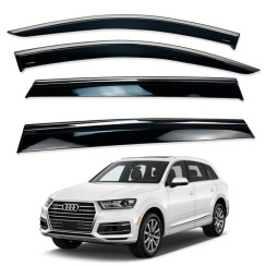 Ветровики для Audi Q7 2016-2020 с хром молдингом (HAWK)