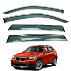 Ветровики для BMW X1 2009-2015 с хром молдингом (HAWK)