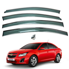 Вітровики для CHEVROLET CRUZE 2009-... з хром молдингом (HAWK)