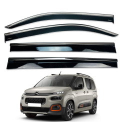 Ветровики для CITROEN BERLINGO/RIFTER 2018-... с хром молдингом (HAWK)