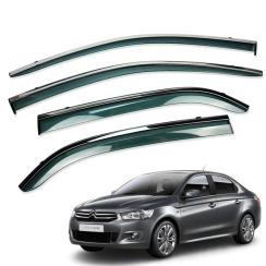 Ветровики для CITROEN C-Elysee 2013-2019/301 с хром молдингом (HAWK)