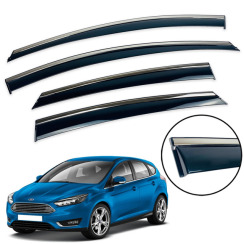 Вітровики для Ford Focus 2011-2019 III седан/хетчбек з хром молдингом (DEFL)