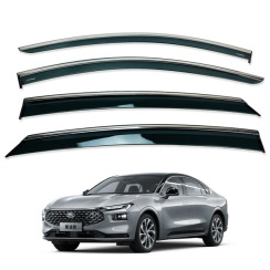 Ветровики для FORD MONDEO 2022-... с хром молдингом (HAWK)