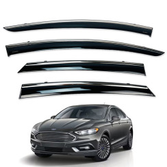 Ветровики для Ford Mondeo/Fusion USA 2014-2020 седан с хром молдингом (DEFL)