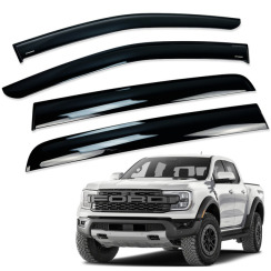 Вітровики для FORD RANGER 2023-... з хром молдингом (HAWK)