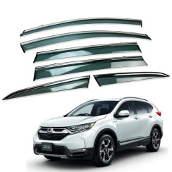 Вітровики для Honda CR-V 2017-... 6 шт. з хром молдингом (HAWK)