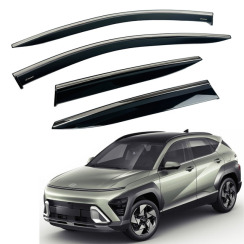 Ветровики для Hyundai KONA/SX2/Kauai (Portugal) 2023-... с хром молдингом (HAWK)