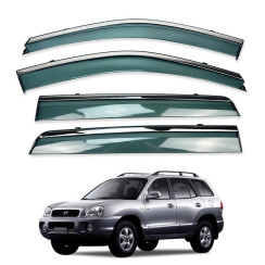 Вітровики для Hyundai Santa Fe 2001-2006 з хром молдингом (HAWK)