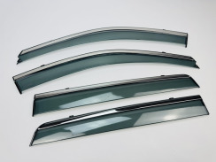 Ветровики для Hyundai Santa Fe 2001-2006 с хром молдингом (HAWK). Фото 3