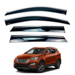 Вітровики для Hyundai Santa Fe 2012-2018 з хром молдингом (DEFL)