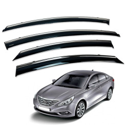 Вітровики для Hyundai Sonata 2010-2015 з хром молдингом (DEFL)