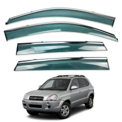 Вітровики для Hyundai Tucson I 2004-2010 з хром молдингом (DEFL)