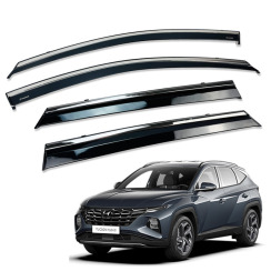 Вітровики для Hyundai Tucson Long Wheel 2021-... з хром молдингом (HAWK)
