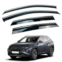 Вітровики для Hyundai Tucson Short Wheel 2021-... з хром молдингом (HAWK)