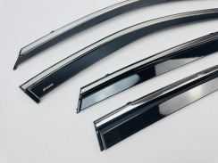 Вітровики для Hyundai Tucson Short Wheel 2021-... з хром молдингом (HAWK). Фото 4