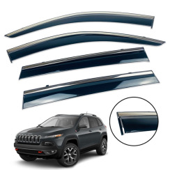 Вітровики для Jeep Cherokee (KL) 2014-... з хром молдингом (DEFL)