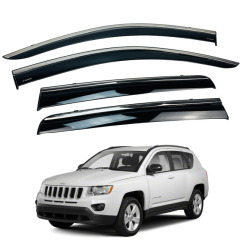 Вітровики для Jeep Compass 2012-2016 з хром молдингом (HAWK)