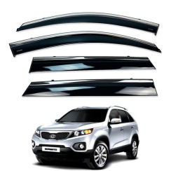 Ветровики для Kia Sorento 2009-2015 с хром молдингом (DEFL)