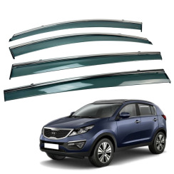 Вітровики для KIA SPORTAGE 2010-2016 з хром молдингом (HAWK)
