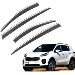 Вітровики для KIA SPORTAGE 2016-2021 з хром молдингом (HAWK)
