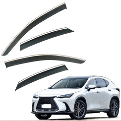 Ветровики для Lexus NX/NX350 2022-... с хром молдингом (HAWK)