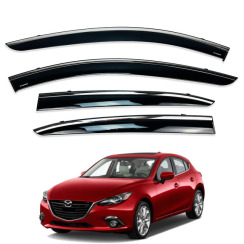Ветровики для MAZDA 3 седан 2014-... с хром молдингом (HAWK)