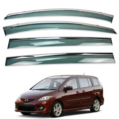 Ветровики для MAZDA 5 2005-2013 с хром молдингом (HAWK)