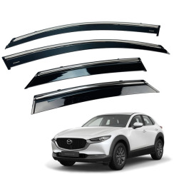 Вітровики для Mazda CX-30 2020-... з хром молдингом (HAWK)
