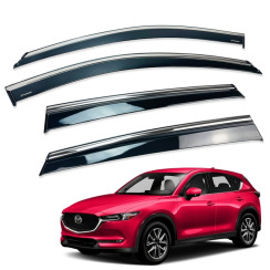 Ветровики для Mazda CX-5 2017-... с хром молдингом (HAWK)