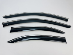Ветровики для Mercedes C-CLASS (W204) 2008-2014 с хром молдингом (HAWK). Фото 2