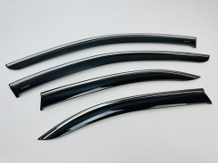 Ветровики для Mercedes C-CLASS (W204) 2008-2014 с хром молдингом (HAWK). Фото 3