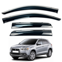 Вітровики для Mitsubishi ASX 2010-2017 з хром молдингом (DEFL). Фото 3
