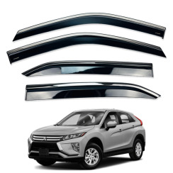 Ветровики для Mitsubishi ECLIPSE CROSS 2018-... с хром молдингом (HAWK)