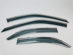 Вітровики для Mitsubishi Lancer 9 2003-2007 з хром молдингом (HAWK). Фото 2