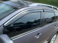 Вітровики для Mitsubishi Outlander 2007-2012 XL з хром молдингом (DEFL)