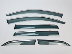 Ветровики для Mitsubishi Outlander 2012-2020 6ШТ. с хром молдингом (HAWK). Фото 2