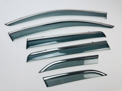 Ветровики для Mitsubishi Outlander 2012-2020 6ШТ. с хром молдингом (HAWK). Фото 3