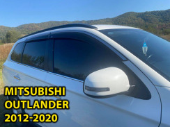 Ветровики для Mitsubishi Outlander 2012-2020 с хром молдингом (DEFL). Фото 2