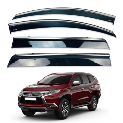 Вітровики для Mitsubishi PAJERO SPORT/MONTERO SPORT 2016-... з хром молдингом (HAWK)