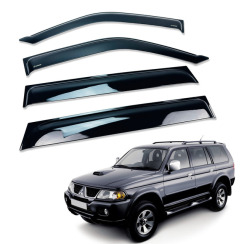 Вітровики для Mitsubishi Pajero Sport 1996-2008 з хром молдингом (HAWK)