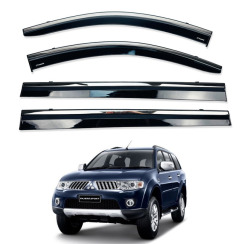 Вітровики для Mitsubishi Pajero Sport 2009-2015 з хром молдингом (DEFL)