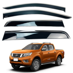 Вітровики для Nissan NAVARA 2015-... з хром молдингом (HAWK)