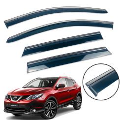 Вітровики для Nissan Qashqai III 2014-... з хром молдингом (на скотчі) (DEFL)