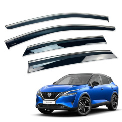 Вітровики для Nissan Qashqai J12 III 2021-... комплект 4 шт. з хром молдингом (на скотчі) (HAWK)