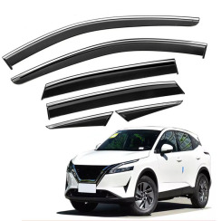 Вітровики для Nissan Qashqai J12 III 2021-... 6шт. з хром молдингом (на скотчі) (HAWK)