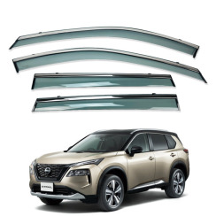 Вітровики для Nissan X-TRAIL/ROGUE T33 2021-... комплект 4 шт.з хром молдингом (HAWK)