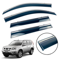 Вітровики для Nissan X-Trail II 2007-2014 з хром молдингом (DEFL)