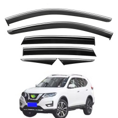 Вітровики для Nissan X-Trail III 2013-2021/Rogue T32 6ШТ. з хром молдингом (HAWK)