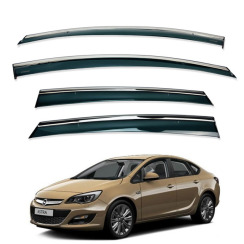 Вітровики для OPEL ASTRA J седан 2009-... з хром молдингом (HAWK)